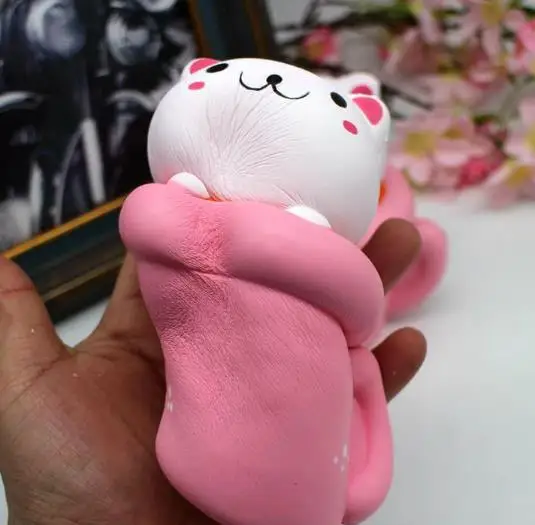 Kawaii squishy 14 см * 9 см jumbo булочки розовый чашки cat PU медленный рост мягкими 20 штук оптовая продажа