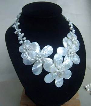 

new beadwork necklace bib statement Beaded Jewelry flower Pearl Necklace With pearl