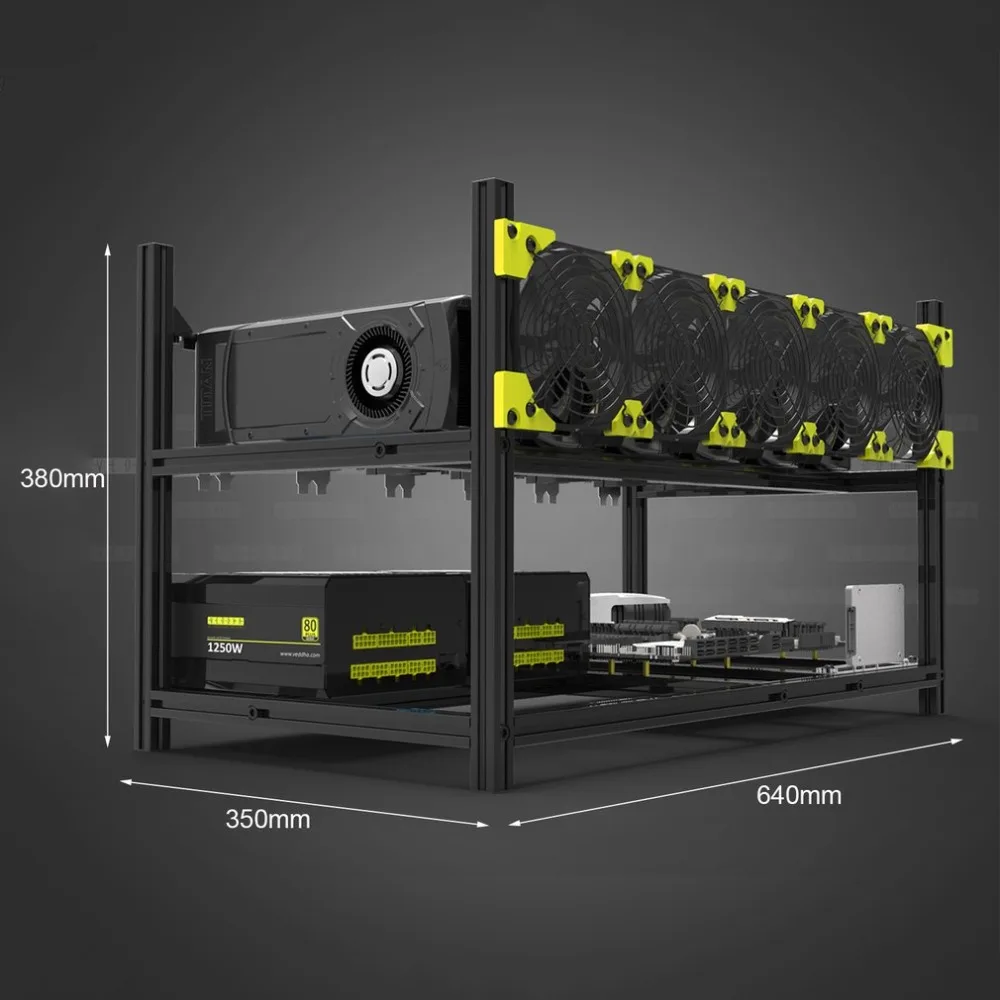 New Arrival Veddha V3C6 GPU Mining Rig Aluminum Alloy Stackable Case Up To 6 GPU Open Air Frame Rack Bracket