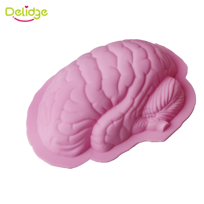 Delidge 1pc 3D Human Brain Silicone Cake Mold Creative Spoof Cake