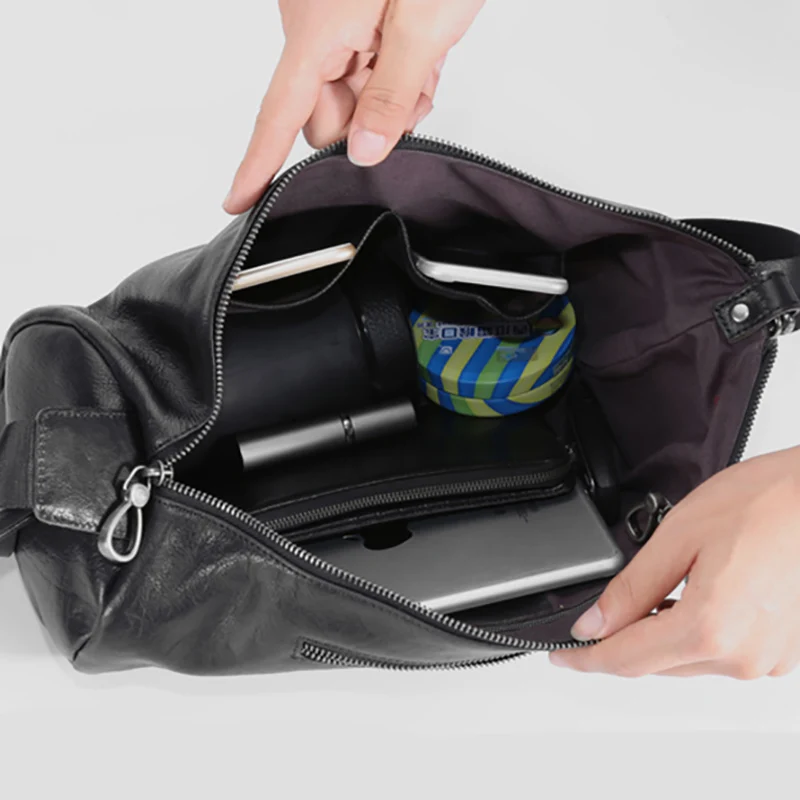 AETOO Chest bag male Leather Korean version single shoulder oblique cross bag personality tide retro leisure cylinder bag