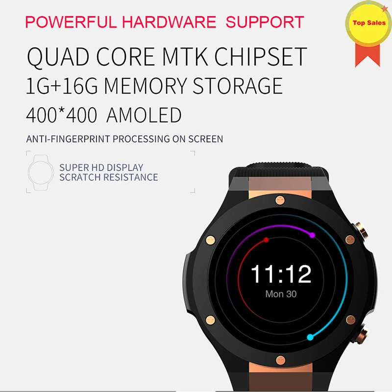

3G Smart GPS Watch Round Support Nano SIM MTK 16GB 400*400 AMOLED Men Women Business Smartwatch For Android IOS Phone smartwatch
