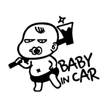 

3D Cartoon Baby In Car Funny Vinyl Car Sticker Window Bumper Warning Sign Decoration Decal Sticker 15.2X12.7CM Car Accessories