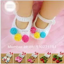Детские Впервые Уокер обувь 5 видов цветов детские крючком обувь Prewalker обувь ручной работы