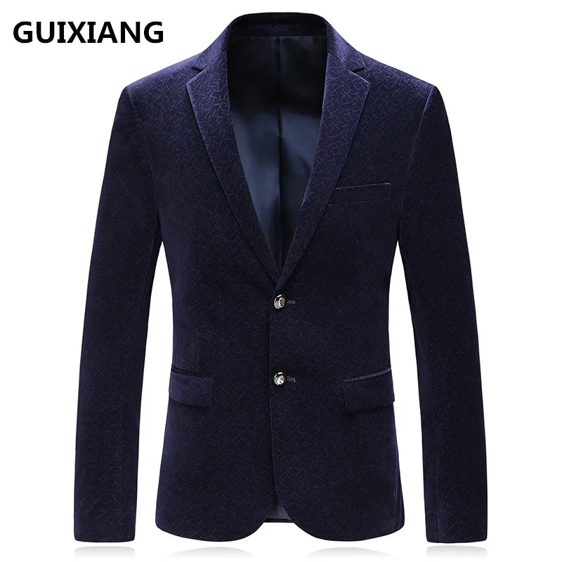 

GUIXIANG 2019 autumn blazer men's business casual suits men single breasted coat jacket corduroy blazers men suits size M-3XL
