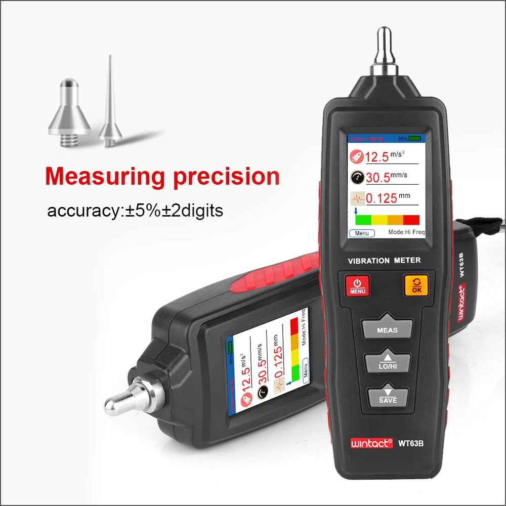 WINTACT Vibration Analyzer Vibrator Analizador De Vibraciones Digital Vibration Meter Tester Handheld WT63B Medidor Vibraciones 5