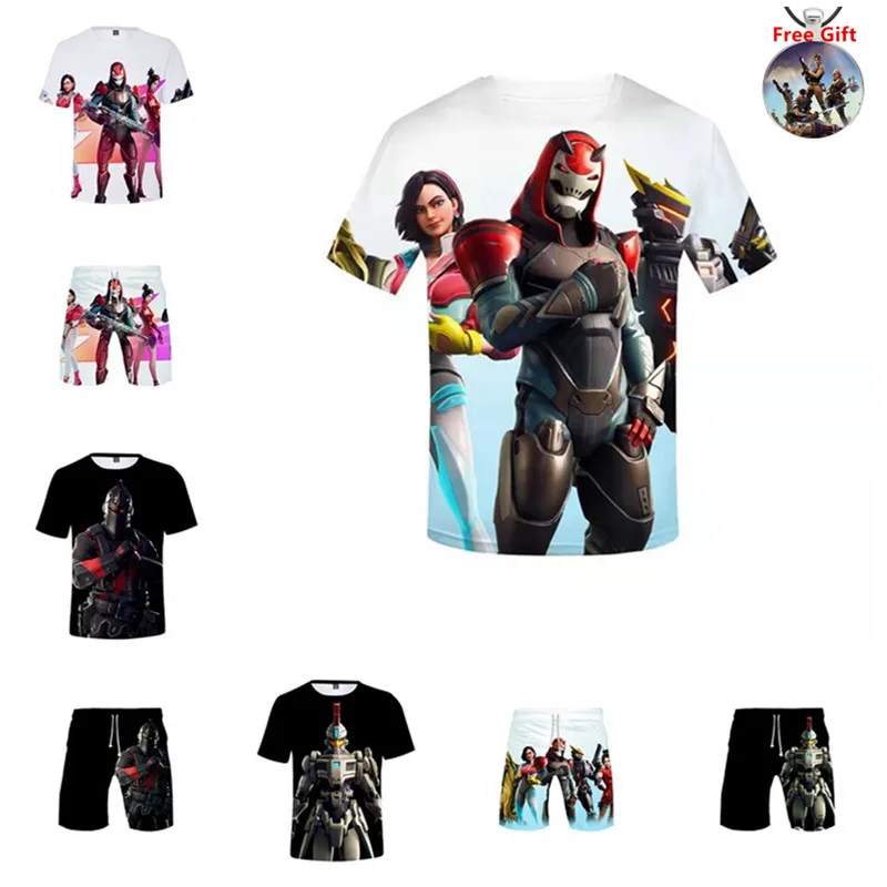 Kids Summer T Shirts Battle Royale Beach Short Pants Men T-shirt Game Season 9 Women Tee Black Knight Cosplay Costume Teenagers