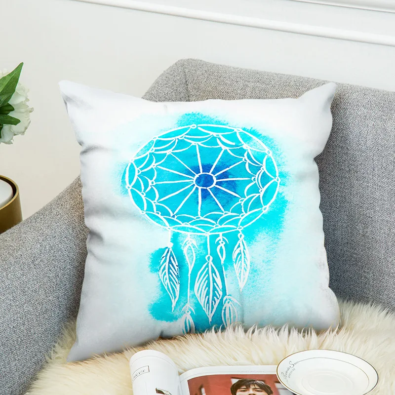 

BeddingOutlet Watercolor Cushion Cover Dreamcatcher Pillow Case Pink and Blue Throw Cover Decorative Pillow Covers for Sofa Bed
