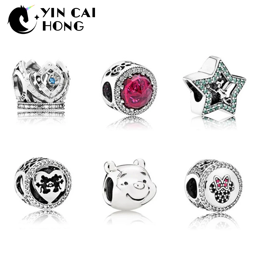 

YCH Summer Latest style 100% 925 Sterling Silver Crown Charms For Women Beads Charms For Jewelry Making Five-Pointed Star