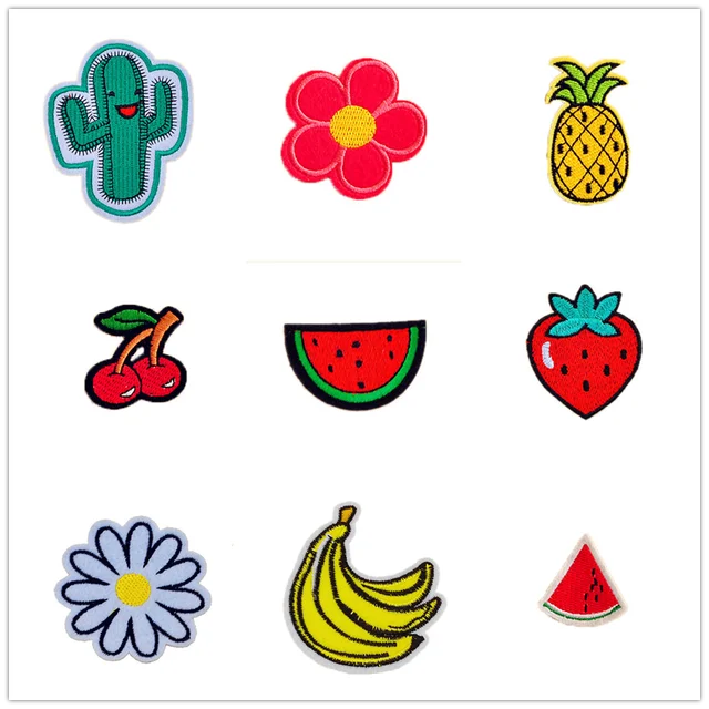 1 unid dibujos animados frutas parches para la ropa rayas en la ropa