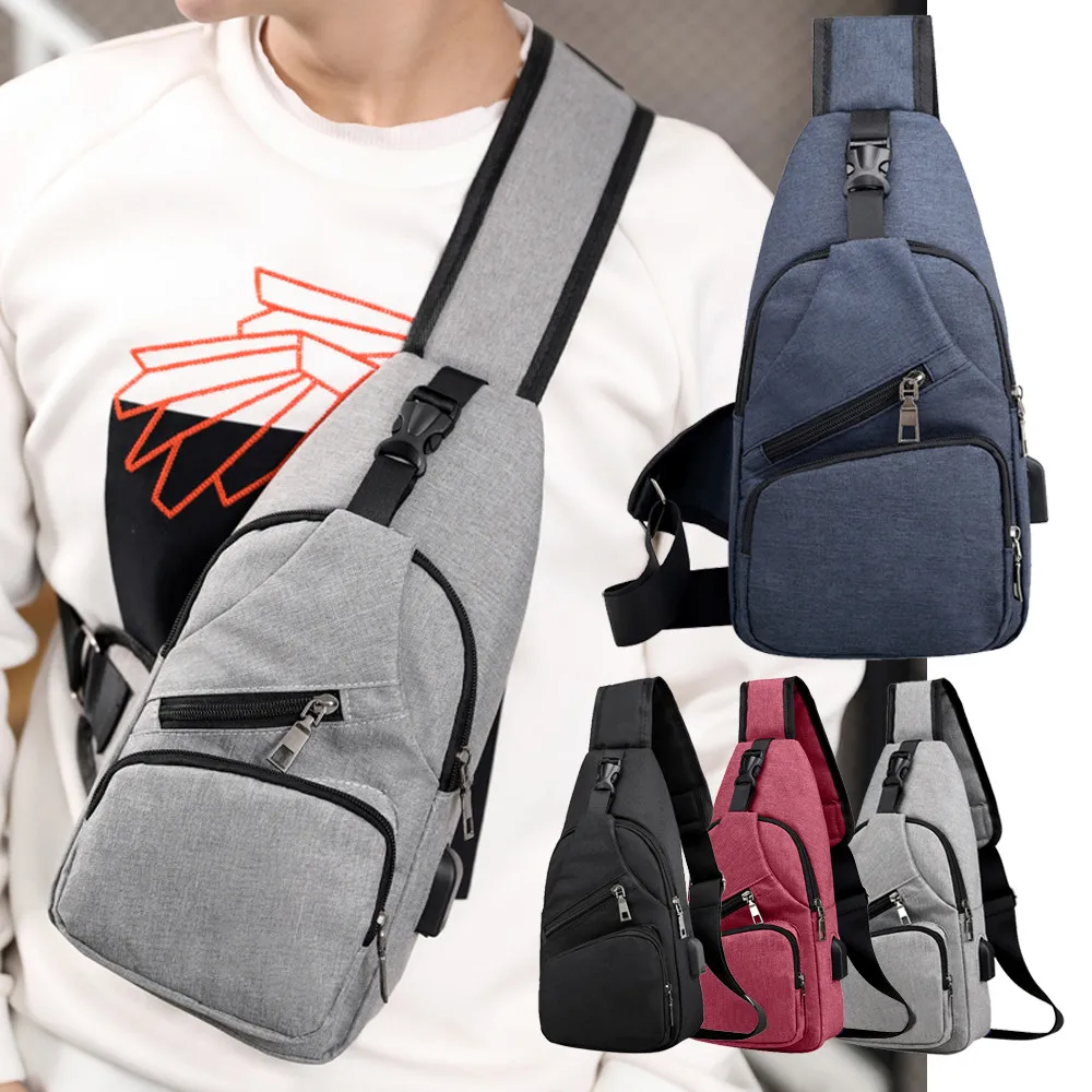 

Waist Bag Unisex Fashion Multifunction Crossbody Bag Outdoor Casual Chest Bag with USB Sac de taille Пакет талії