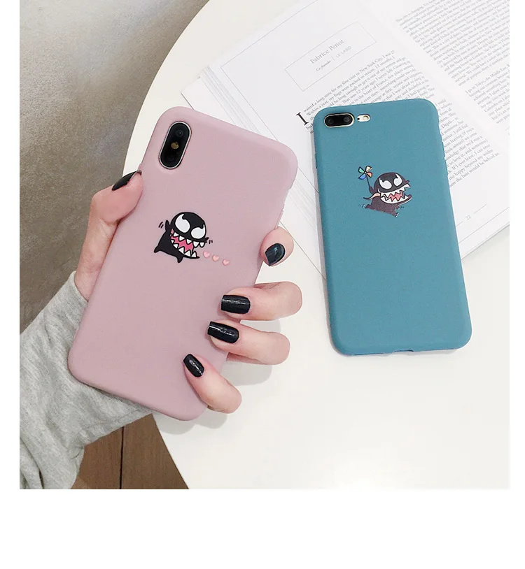 

Cute couple fire dragon phone case for iphone X XR XS Max Scrub Soft TPU case For iphone 6 6s 7 8 plus DC Comics cover