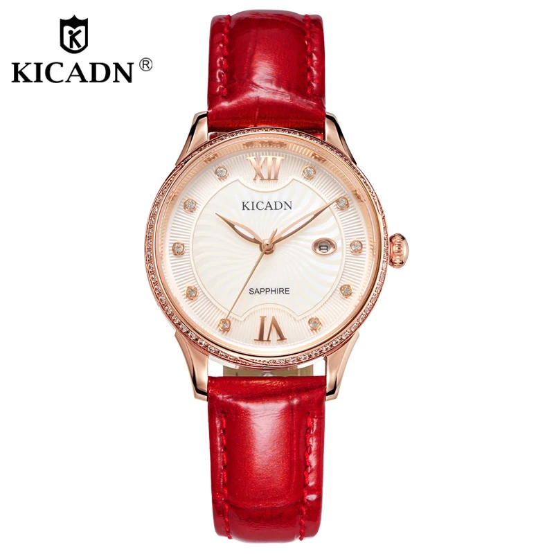 

Women Quartz Watches Top Luxury Fashion Rhinestone Ladies Watch Red Bracelet Montre Femme 2018 Leather Strap Match WristWatch
