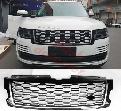 Подходит для Land Rover Range Rover Vogue автобиография передняя решетка сетка боковое отверстие боковая решетка обивка задней двери комплект молдингов - Цвет: Black silver grille