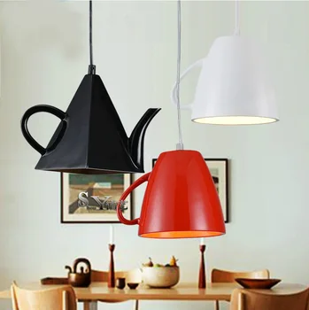 

Modern resin teapot pendant lights Tea cup Pendant lamp bar/coffee lighting E27 Single head white/Black/Red home decoration