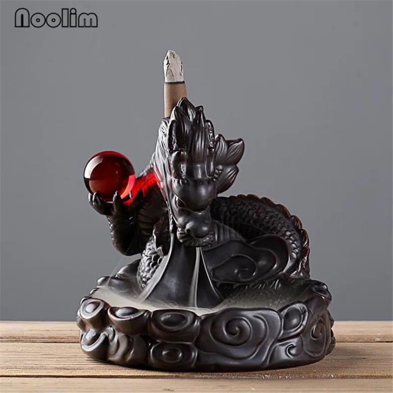Керамика дракон курильница для благовоний горелки с хрустальным шаром Ладан держатель из мультфильма «Холодное сердце» буддийская кадильница+ 20 шт./набор, пирамидки благовоний