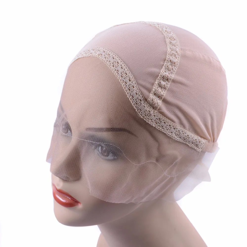 Beige Color Lace Front Wig Cap For Making Wigs With Adjustable Strap