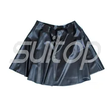 Латекс короткая юбка с рюшами резиновая мини-юбка в черный цвет