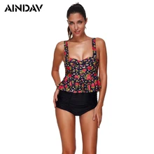 Брендовый Танкини с шортами с принтом розы 2 шт купальники женские спортивные костюмы Высокая талия купальный костюм плюс размер XXXL