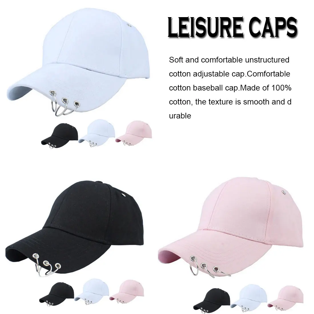 

High Quality Adjustable Baseball Hat with ring Outdoor Sports Sun Cap for Women Men Fashion Hat