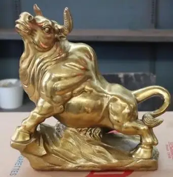 

Chinese Folk Brass Copper Feng Shui Auspicious Lucky Wealth Bull OX Oxen Statue