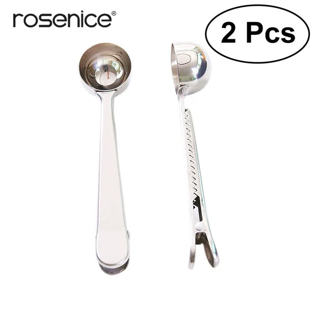 Special Price 2pcs Spoon Practical Stainlss Steel Spoon With Sealing Clip Dual Purpose Spoon Coffee Powdered Milk With Seal Dual Purpose Scoop