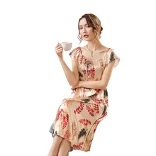 Длинные пижамы Халаты летняя ночная рубашка Повседневная Свободная Пижама женские мягкие банные халаты платье