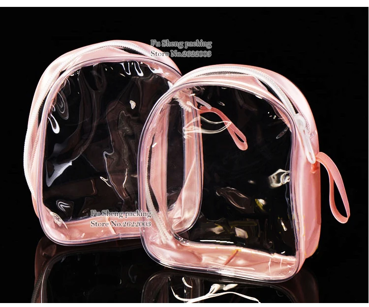 12*15*5Pink Waterproof PVC Cosmetics bags Wrapping edge /Transparent