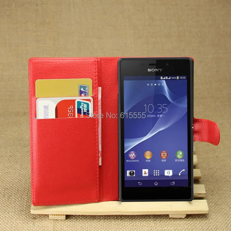 

for Sony Xperia M2 AQUA Case with money wallet card holder Flip cover for Sony Xperia M2 (S50h) 4.8" 2piece free ship