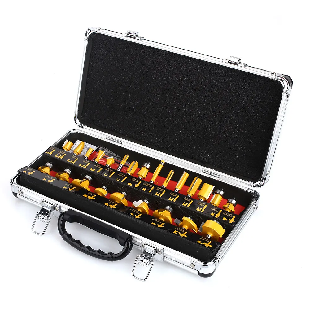 

24pcs Cutter Bit Aluminum Box Carpenter Strong Milling Cutter Chamfering Device Milling Cutter Suit Drop Shipping