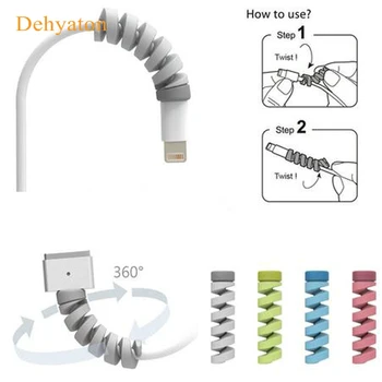 

1PCS NEW Spiral Cable protector Data Line Silicone Bobbin winder Protective For iphone Android USB Charging earphone Case Cover