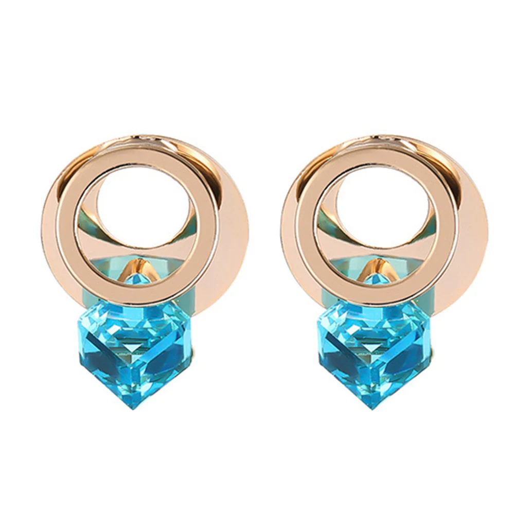 

Women Fashion Circle Shiny Rhinestone Earrings Ear Studs Party Jewelry Gift