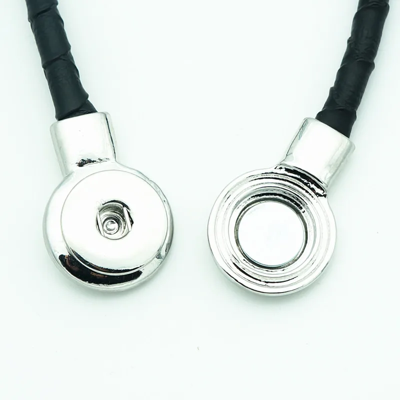 DJ0079 Beauty Fashion Real Leather snap necklace Torques Collar 50cm colorful Magnet buckle 18MM snap buttons