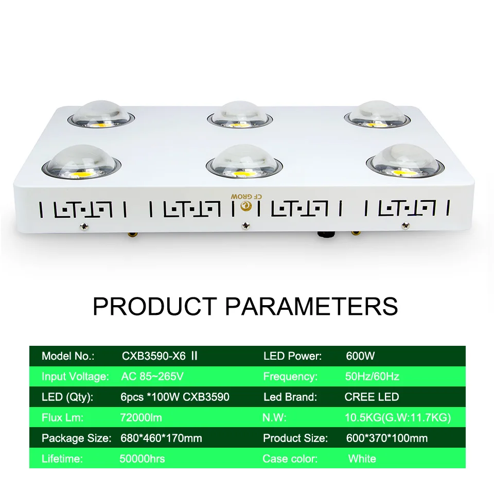 Светодио дный LED завод светать полный спектр диммирующий CREE COB CXB3590-X6 II 600 Вт 72000LM = hВт PS 2000 для комнатных растений роста освещение