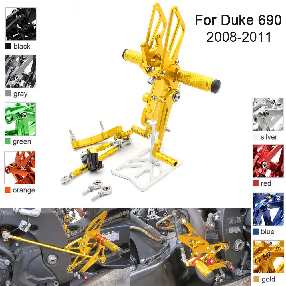 

CNC Aluminum Adjustable Rearsets Foot Pegs For KTM Duke 690 duke690 2008 2009 2010 2011