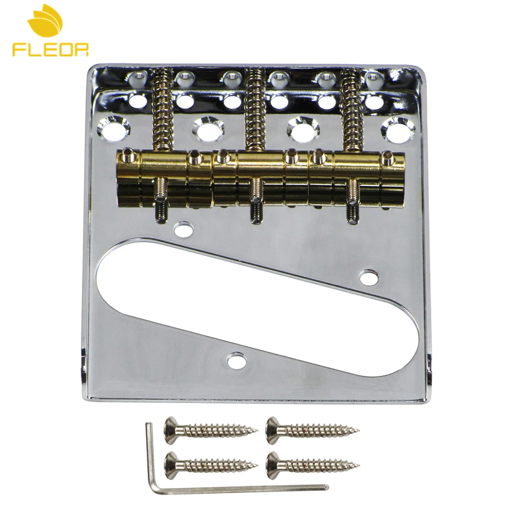 FLEOR Telecaster Style Electric Guitar Bridge Chrome with 3 Brass