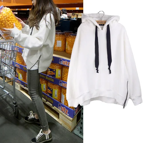 

kpop BTS Bangtan Boys White long sleeves hooded sweatshirts women autumn popular Korean fashion streetwear hoodies women tops