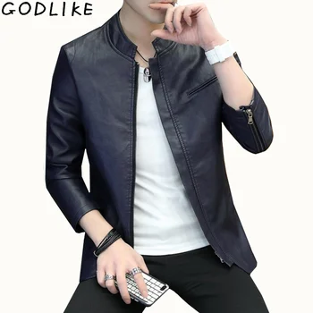 

2019 Motorcycle Leather jacket men clothing PU Leather Coats Mens Slim Fit black jacket Casual leather jaket Plus Size 5XL 4XL