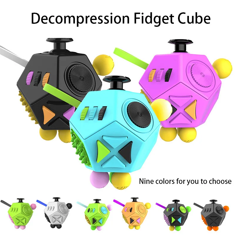 

2018 New Fidget Cube Squeeze Fun 12 Ways Side Anti Fidgety Anxiety Relieving Stress Finger Movement Puzzle Creative Toys