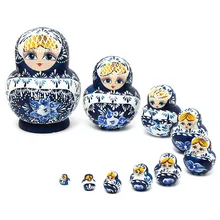 10Pcs/set Wooden Russian Girl Hand Painted Nesting Dolls Babushka Matryoshka Gifts Hand Paint Doll Toys For Children 5pcs cute wooden dolls animal paint nesting babushka russian dolls children early education birthday matryoshka gift
