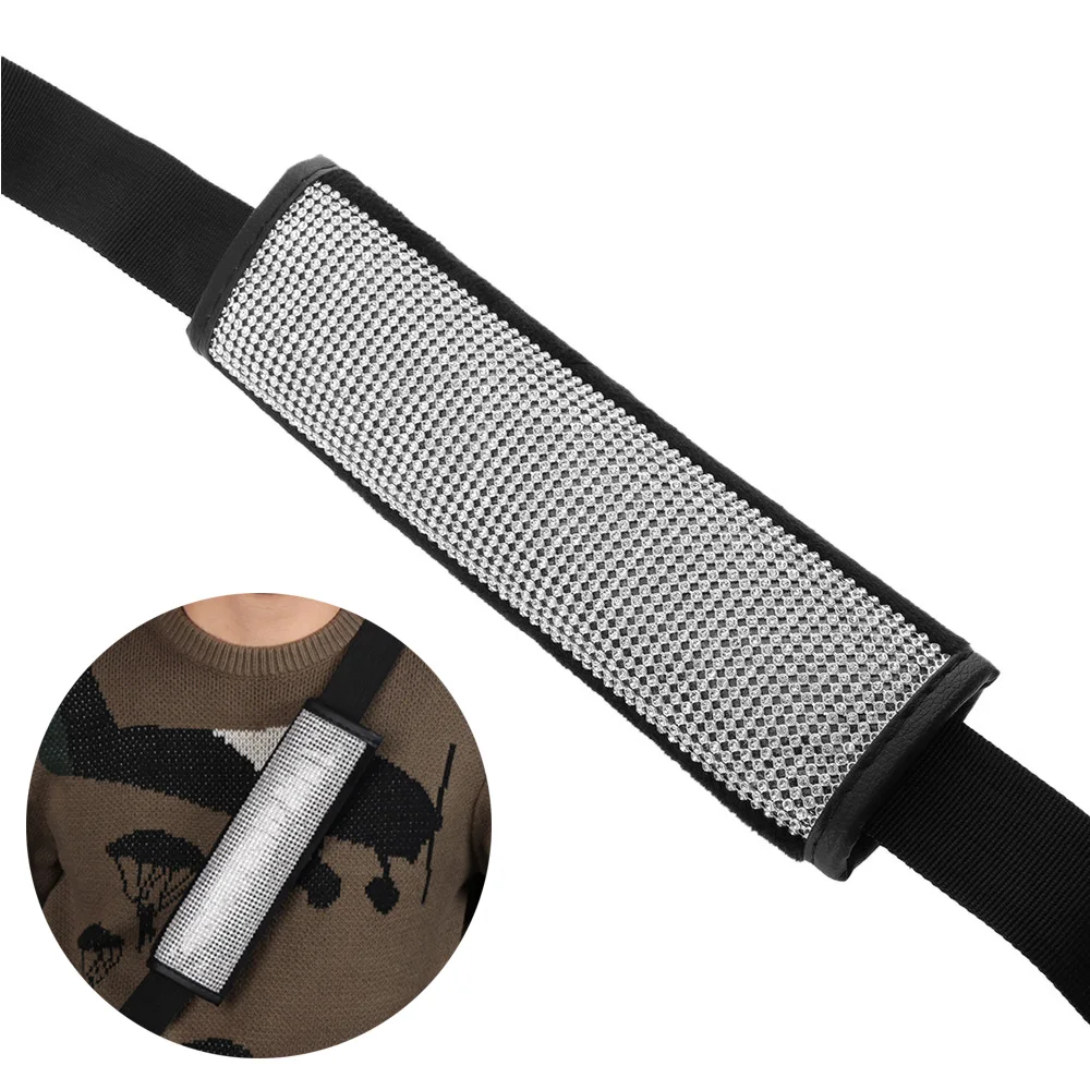 

1PC Bling Bling Crystal Black Leather Car Seat Belt Safety Seat belt Shoulder seat belt protector Pads Strap Soft Cover