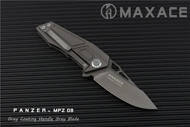 Maxace карманный нож Panzer EDC 14C28N серый лезвие с титановым покрытием - Цвет: Gray Coating Handle