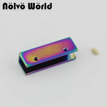 

10-50pcs Rainbow 35mm decoration end clips by screws,high quality purse flap edge trim hardware