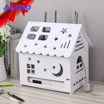 

Desktop Sticker WiFi Router Cable Power Plug Wire Storage Boxes Wall Mount Floating Shelf Storage Rack