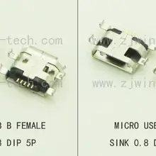 1000 шт. Micro USB разъем телефон хвост зарядки Разъем B Тип Женский Джек 5Pin печатной платы Раковина 0.8 DIP основы /плоский рот