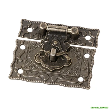 

55mmx47mm Vintage Style Latch Wooden Box Hasp Pad Chest Lock Bronze Tone Antique