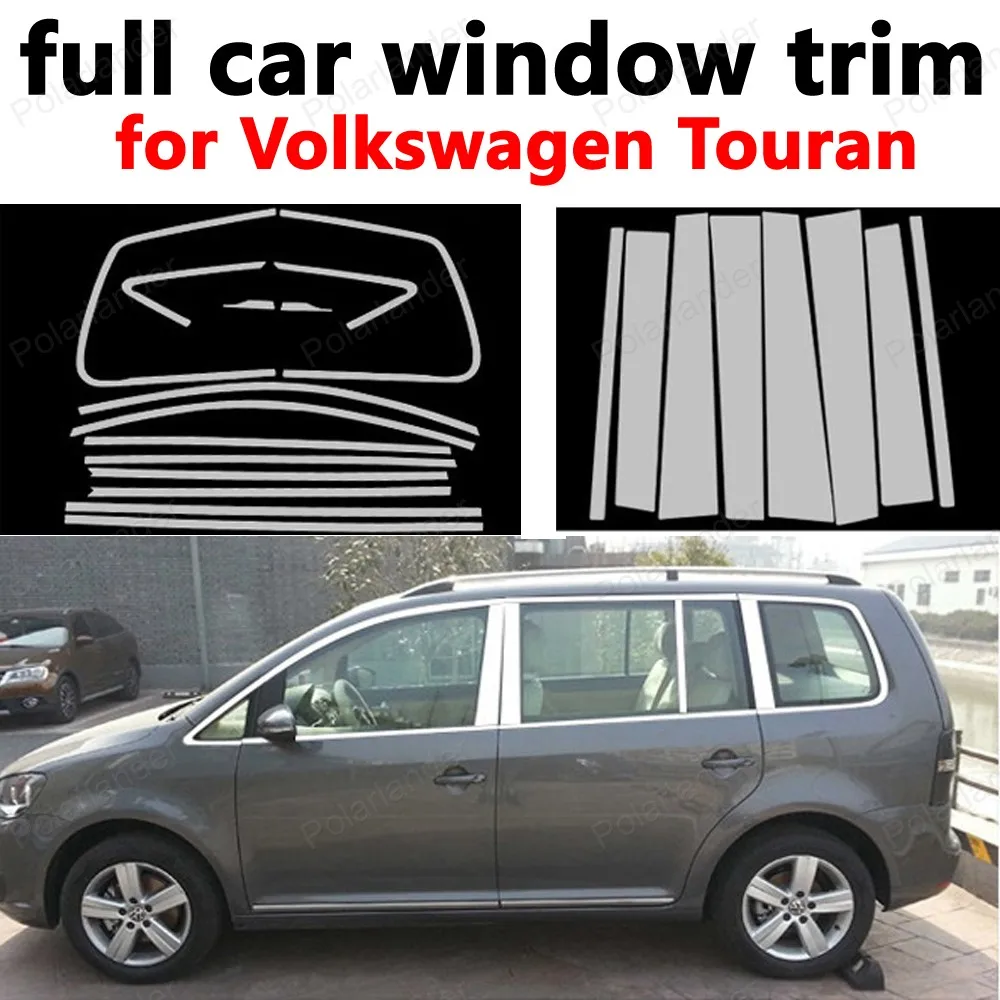 

For Volkswagen Touran 2008-2015 Car Styling Decoration Strips With center pillar Stainless Steel Full Window Trim