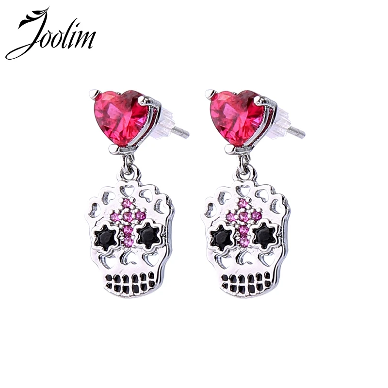

Joolim High End Lovely Red Heart Skull Drop Earring Delicate Cooper Earring