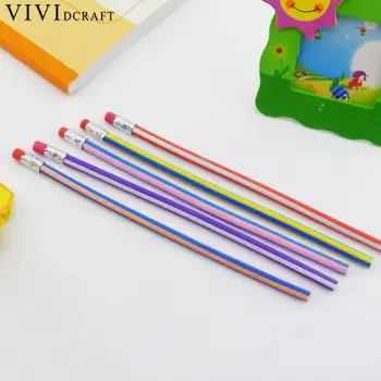 

Vividcraft 30 pcs/Pack Colorful Stripes Pencil Creative Soft Flexible Bendable Magic Pencil for School Student Stationery Pencil