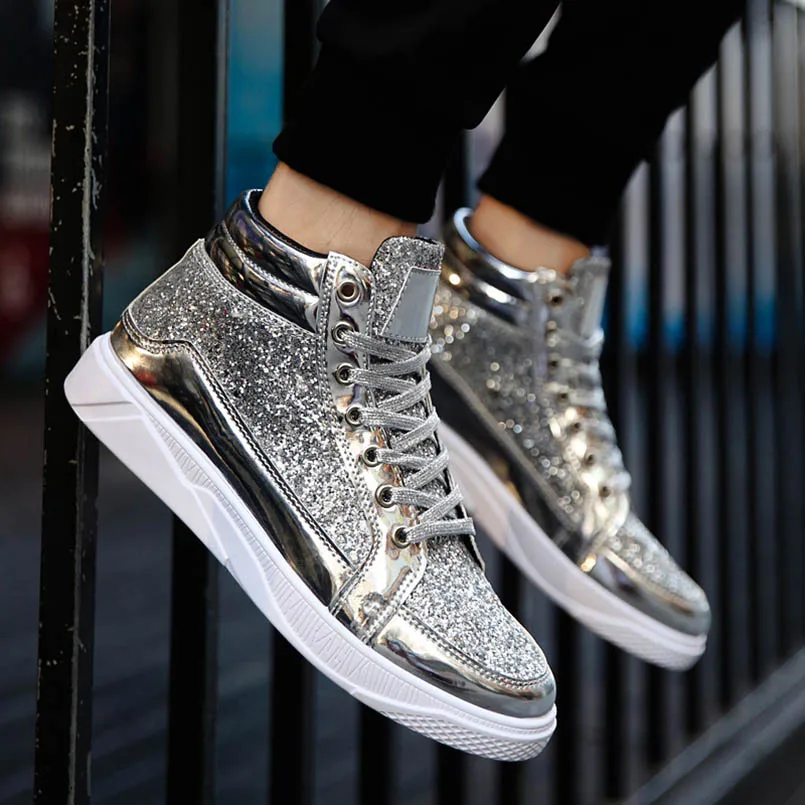 Paillettes Printemps Nouveau Fidanei Hommes Pour Designer Sneakers De or Bling À Chaussures Massage Noir argent Tissu Mode Augmenter Marque ZAwxCqFw